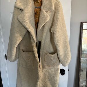Cozy Cream Free People Knee Length Teddy Jacket